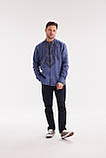 Чоловіча вишиванка "Гори" колір джинс, розмір 42 по коміру, фото 7