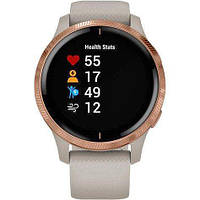 Смарт-годинник Garmin Venu Rose Gold Stainless Steel Bezel w. Light Sand and Silicone B. (010-02173-23/22/21)