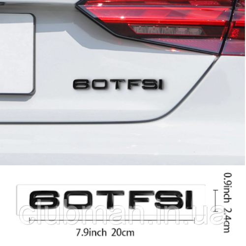 Емблема задня накліпка на кришку багажника 60 TFSI AUDI (Ауді) 435-460 л.с. - Чорний глянець