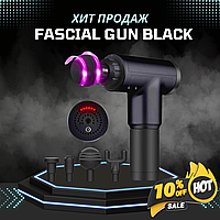 Массажный ударный массажер для всего тела Fascial Gun Black для спины и всего тела мышечный массажер с 4