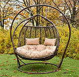 Підвісна гойдалка-кокон із ротанга для двох Галант Kompred uk001/4 темний шоколад, фото 3