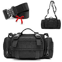 Плечевая тактическая сумка на 5 л B04 + Подарок Тактический ремень / Мужская сумка через плечо / Поясная сумка
