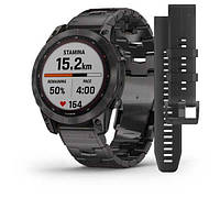 Смарт-годинник Garmin Fenix 7 Sapphire Solar Carbon Gray DLC Titanium with Titanium Band (010-02540-39)