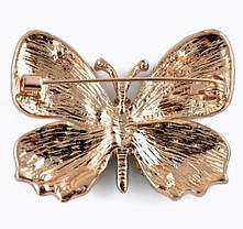 Брошь бабочка, Butterfly, 4.5х3.5 см. Брошь золотая бабочка символ легкости, аксессуар для одежды, фото 4