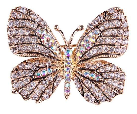 Брошь бабочка, Butterfly, 4.5х3.5 см. Брошь золотая бабочка символ легкости, аксессуар для одежды