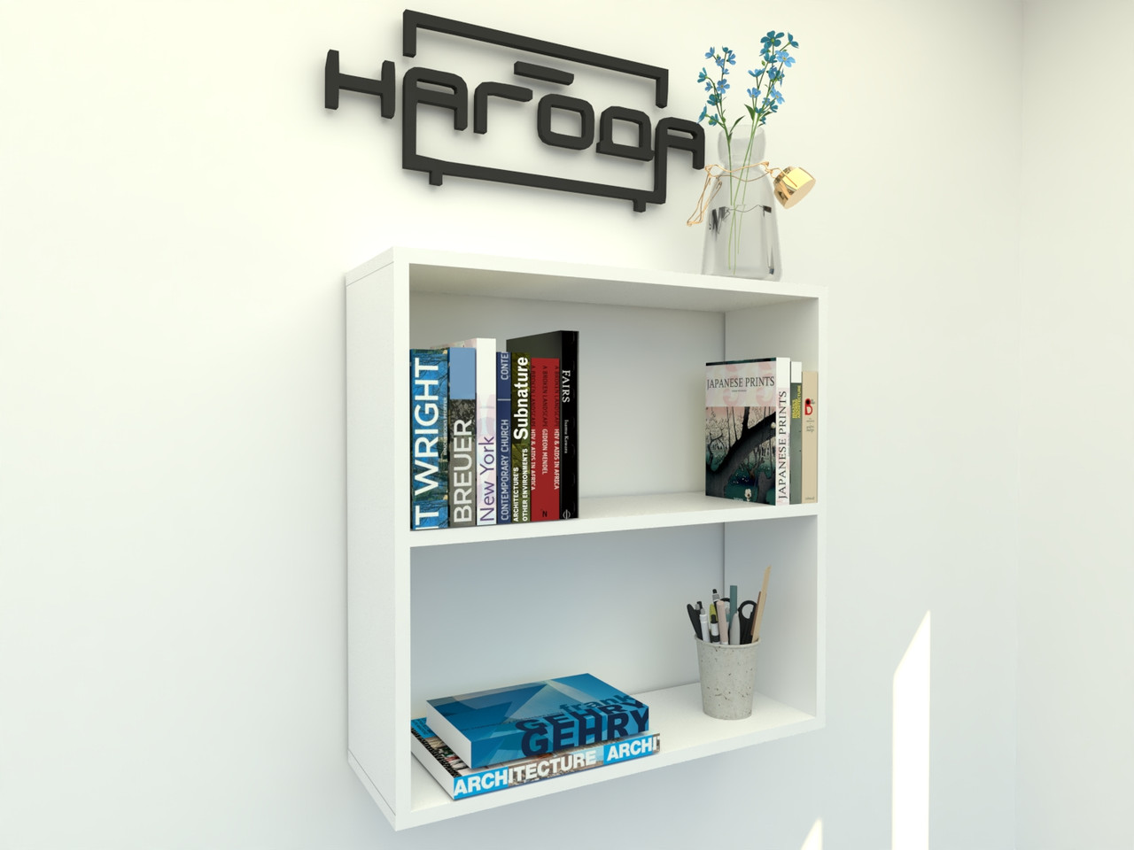 Полиця навісна книжкова, проста та зручна полиця для книг з ЛДСП ПК-46, колір Білий