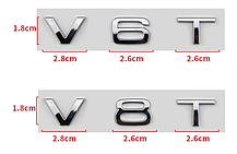 Емблема наклейка V6T Audi (Ауді) - Хром 85x18 mm, фото 4