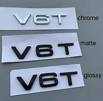 Емблема наклейка V8T Audi (Ауді) - Чорний глянець 85x18 mm, фото 3