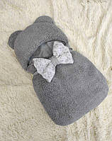 Конверт спальник для новорожденных теплый Тедди серый