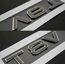 Емблема наклейка V6T Audi (Ауді) - Чорний глянець 85x18 mm, фото 4