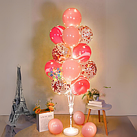 Набор 13 шаров со стойкой и гирляндой Кристалл Розовый агат и пудра