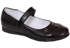 Дитячі підліткові шкіряні шкільні туфлі для дівчинки тм Каприз Україна розміри 32, 33 чорні