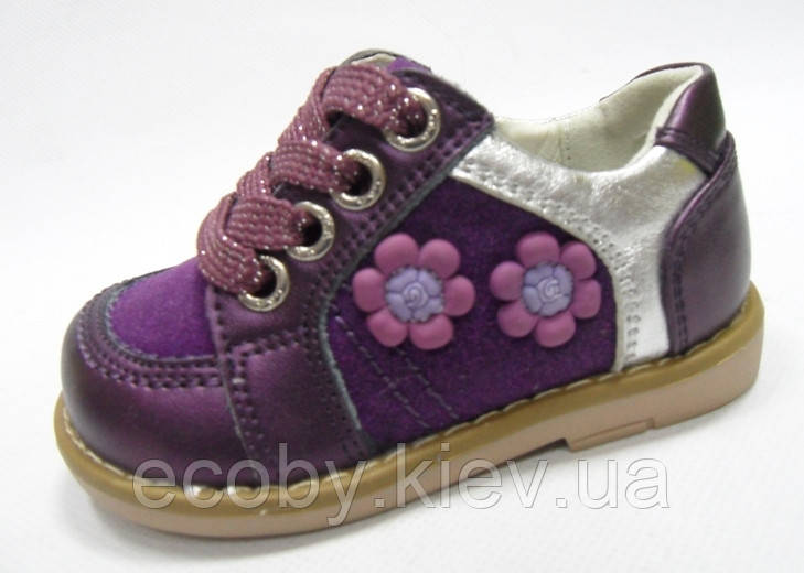 Дитячі шкіряні туфлі для дівчинки тм Шалунішка, розміри  20,21  фіолетові.