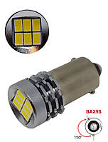 Автомобильная светодиодная лампа LED с цоколем H6W BAX9S смещение 150° 12-24V с обманкой 6 SMD 3020 Белая