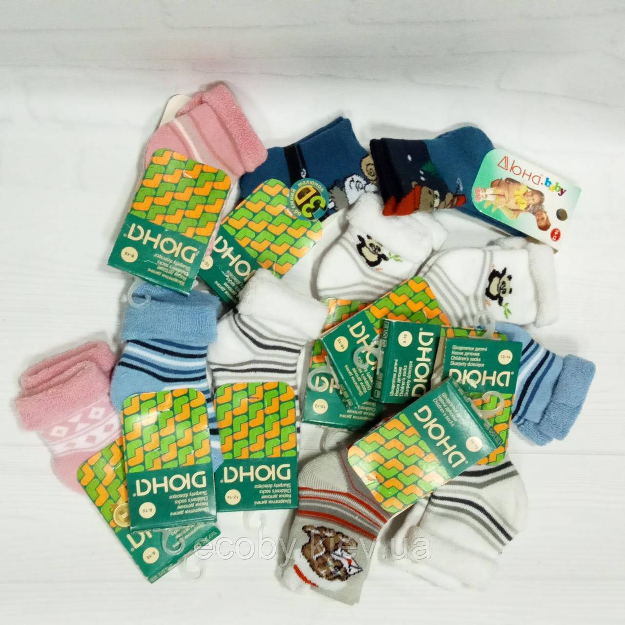 Дитячі шкарпетки  тм Duna, розміри 8-10, 10-12, 12-14, махрові.