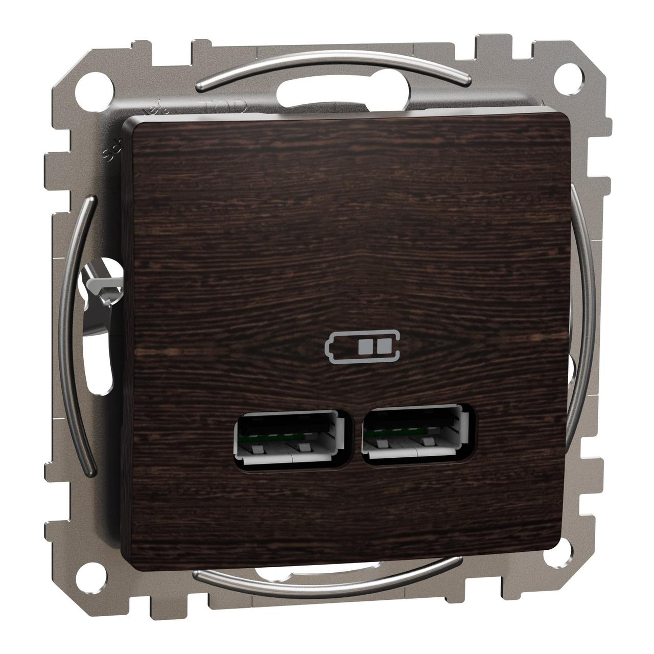 USB розетка тип A+A 2,1A Sedna Elements SE венге