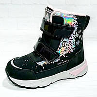 Дитячі зимові термочеревики, черевики для дівчинки тм B&G розміри 29 - 19,3 см, чорні.. мембранна, 29р(19.3см)