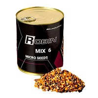 Зерновой микс добавка в прикормку Robin Mix-6 Micro Seeds 900мл ж/б консервированная смесь зёрен