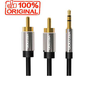 Кабель аудіо jack 3.5 mm 2 RCA (тюльпани) (1 м) Vention Оригінал