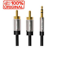 Кабель аудио jack 3.5 mm 2 RCA (тюльпаны) (1.5 м) Vention Оригинал