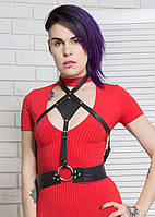 Портупея на груди жіноча з натуральної шкіри чорного кольору Scappa Кайф