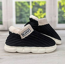 Тапочки чуні жіночі високі чорні на хутрі 3687, фото 2