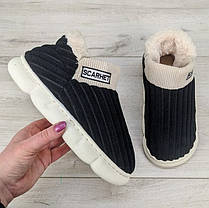 Тапочки чуні жіночі високі чорні на хутрі 3687, фото 3