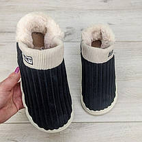Тапочки чуні жіночі високі чорні на хутрі 3687, фото 5