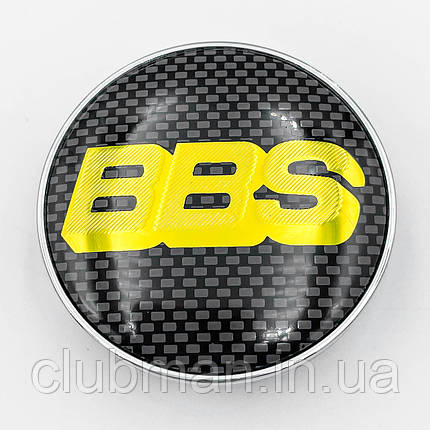 Ковпачки (заглушки) в литі диски BBS 60 мм - Чорний карбон з золотими буквами, фото 1