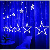 Гірлянда Штора "зірки" Zabi-8 Usb 120 L, 3*1 М, З Usb+батарейка, Синя Nextor