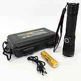 Точковий ручний ліхтар Police, Тактичний ліхтар на акумуляторі з юсб Алюмінієвий 18650 TO-12, фото 2