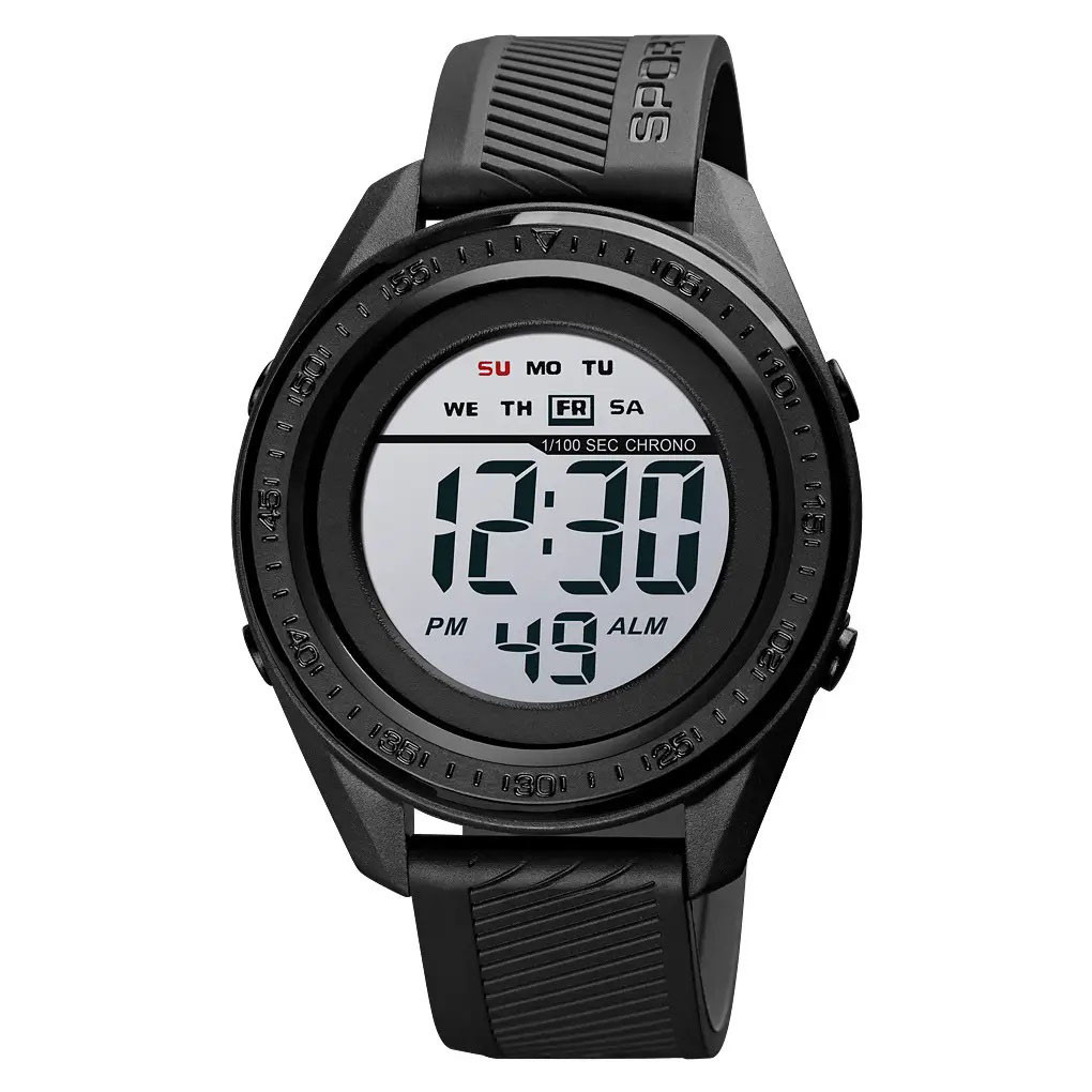 Годинник наручний чоловічий SKMEI 1638BKWT BLACK-WHITE, годинник наручний електронний тактичний. UG-599 Колір: чорний