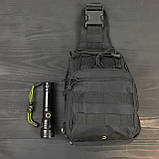 Набір: армійська чорна сумка + тактичний ліхтар професійний IQ-752 POLICE BL-X71-P50, фото 3