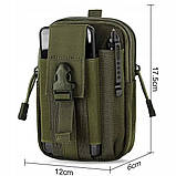 Тактична сумка - сумка для телефону, система MOLLE органайзер тактичний з кордури. Колір: хакі ZC-86, фото 4