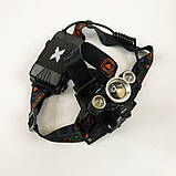 Головний ліхтар для активного відпочинку W602-T6-2XPE Bike, Налобний тактичний ліхтар, Налобна лампа YD-67, фото 4