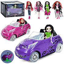 Лялька Monster High іграшкова дитяча  з машинкою, 4 види, світло, музика, 5018-CM