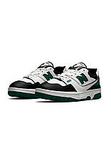 Чоловічі кросівки New Balance 550 Low White Green Black Кеди Нью Беланс 550 білі шкіряні демісезонні, фото 3
