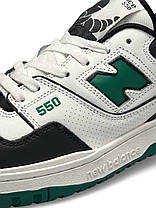 Чоловічі кросівки New Balance 550 Low White Green Black Кеди Нью Беланс 550 білі шкіряні демісезонні, фото 4