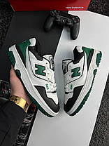Чоловічі кросівки New Balance 550 Low White Green Black Кеди Нью Беланс 550 білі шкіряні демісезонні, фото 6