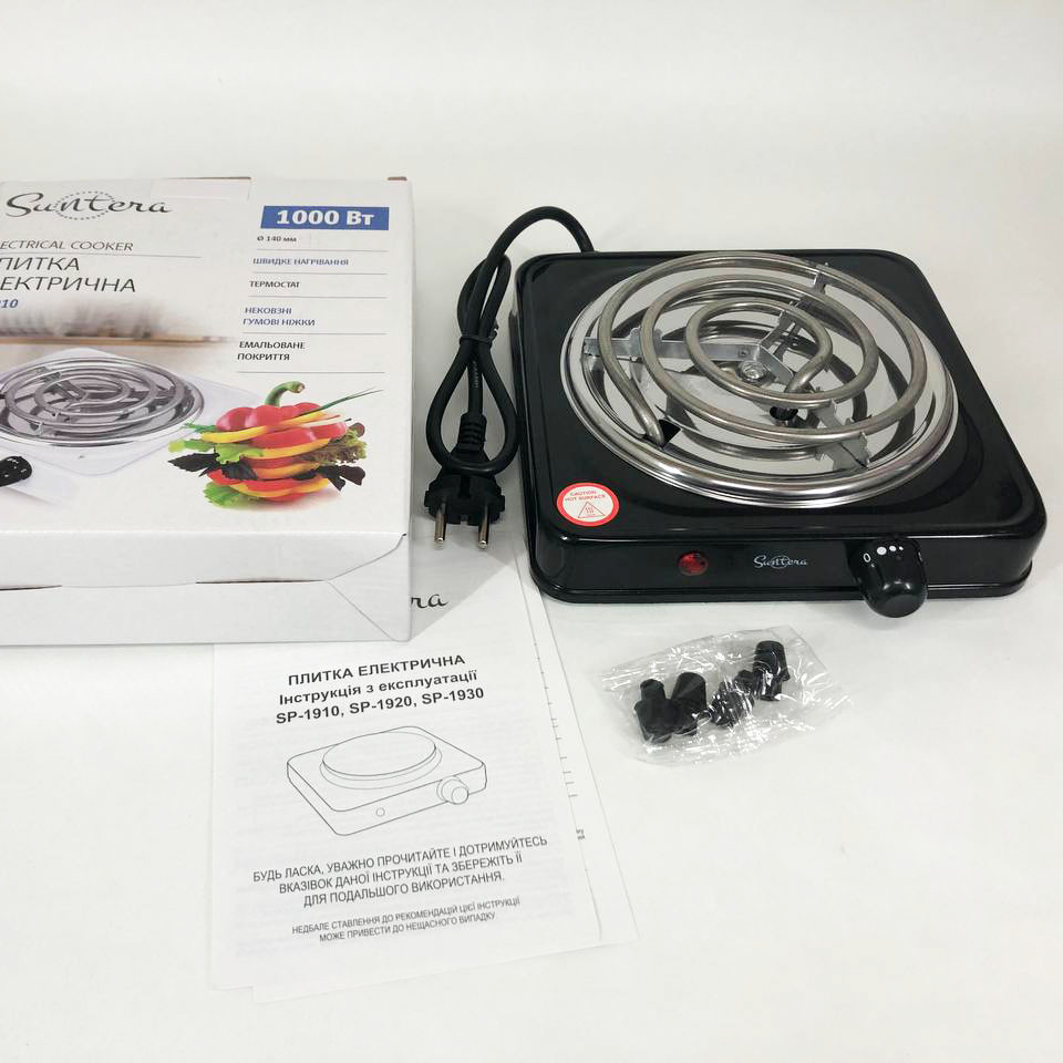 Електроплита настільна плита одноконфорочна Suntera, Кухонна електрична плита, Настільна електроплитка TI-63, фото 1