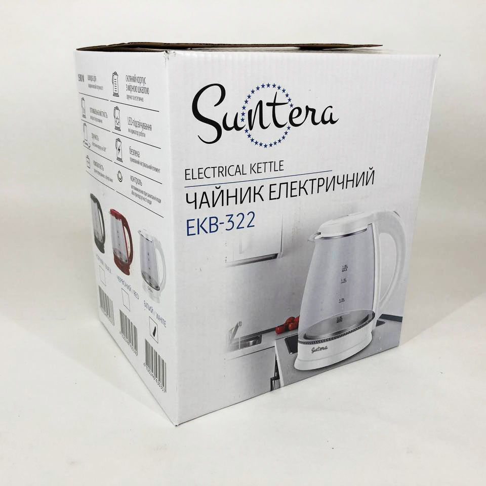 Електрочайник чайник з підсвічуванням Suntera EKB-322W 1500 Вт 1.8 л, Електричні PG-720 чайники якісні