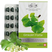 Гінколін Форте швейцарські капсули Гінкго Білоба+ніацин+В1,В6,В12 Вівасан Vivasan Швейцарія Swiss