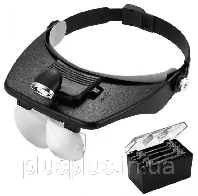 Бинокулярные налобные очки EL-81001A с LED подсветкой увеличительное стекло - фото 1 - id-p2056489368