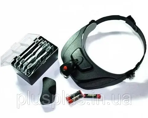 Бинокулярные налобные очки EL-81001A с LED подсветкой увеличительное стекло - фото 2 - id-p2056489368