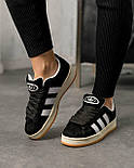 Жіночі кросівки Adidas Campus 00s весна-осінь замшеві демісезонні (чорно білі). Живе фото. Адідас кампус, фото 2