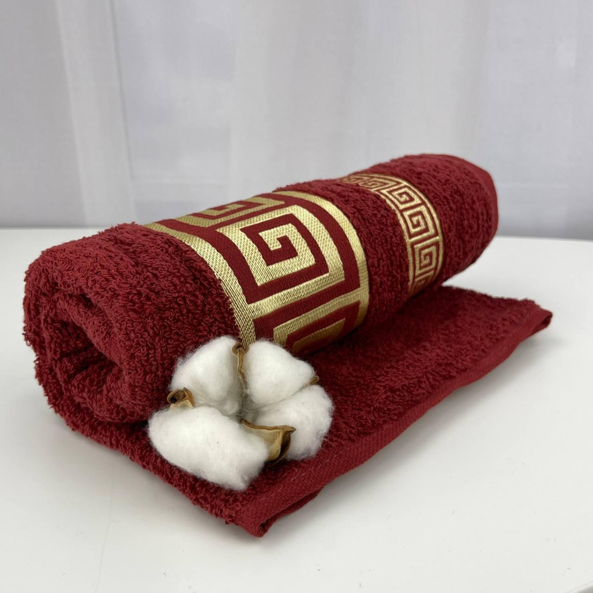 Рушник для обличчя махровий Febo Vip Cotton Grek Туреччина 6389 бордовий 50х90 см