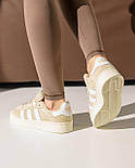 Жіночі кросівки Adidas Campus Beige весна-осінь замшеві повсякденні (бежеві). Живе фото. Адідас кампус, фото 11