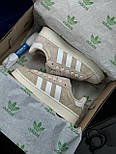 Жіночі кросівки Adidas Campus Beige весна-осінь замшеві повсякденні (бежеві). Живе фото. Адідас кампус, фото 3