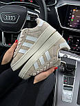 Жіночі кросівки Adidas Campus Beige весна-осінь замшеві повсякденні (бежеві). Живе фото. Адідас кампус, фото 9