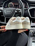 Жіночі кросівки Adidas Campus Beige весна-осінь замшеві повсякденні (бежеві). Живе фото. Адідас кампус, фото 8